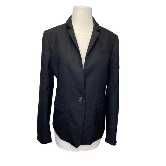 NWT J.Crew Regent Blazer in‎ Black Linen Single Button Jacket 10 $168 Wool Blend